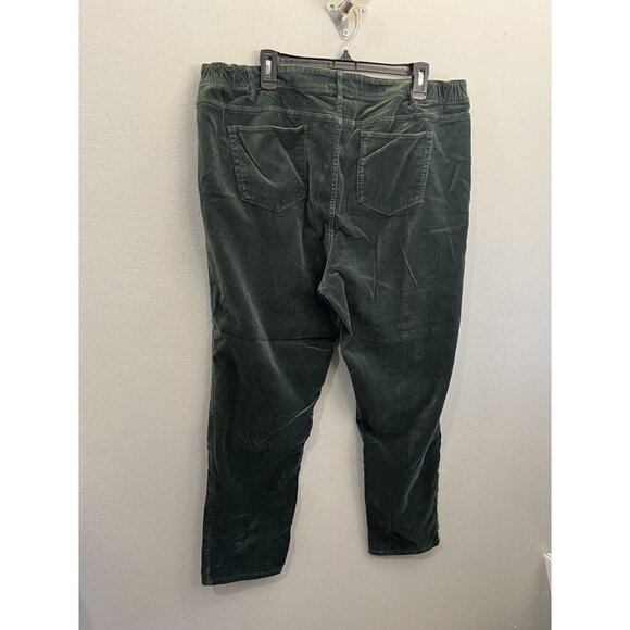 J Jill Velour Pants Women 20 Green Pockets Stretchy Waist Sides - Picture 8 of 14